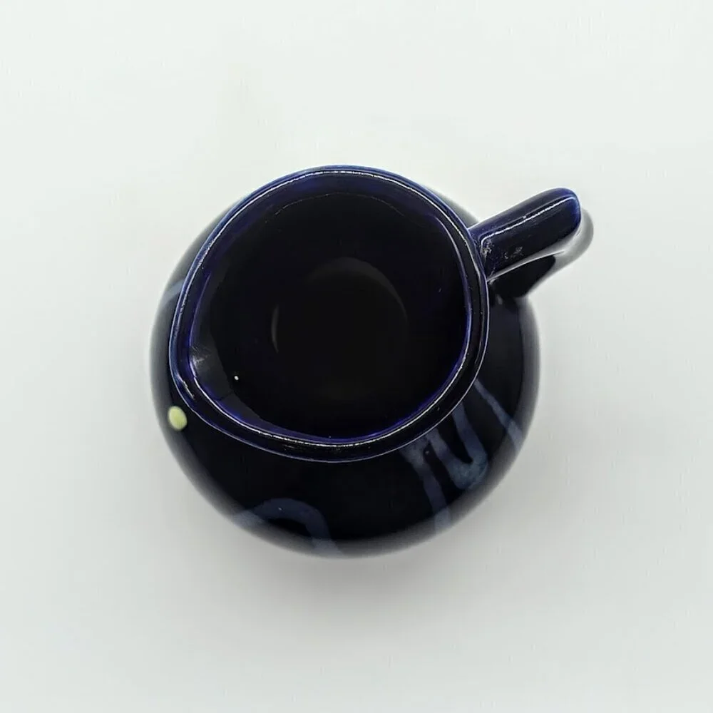 Vintage Handmade Cobalt Blue Small Ceramic Pitcher